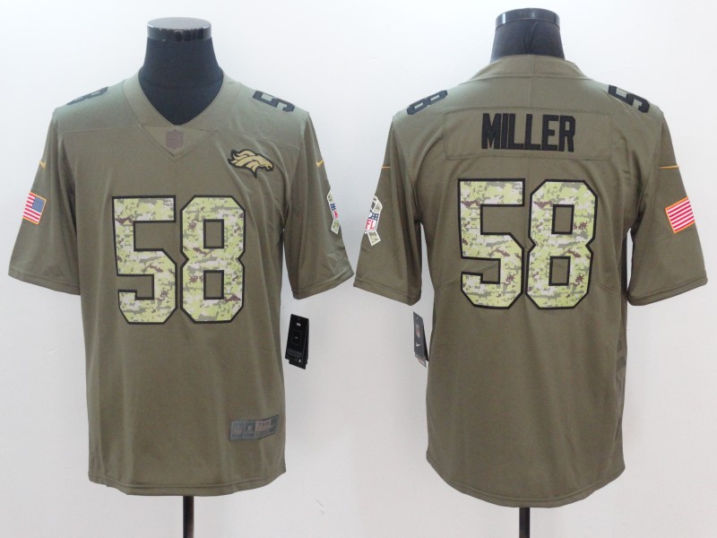 Men Denver Broncos #58 Miller Camo Nike Olive Salute To Service Limited NFL Jerseys